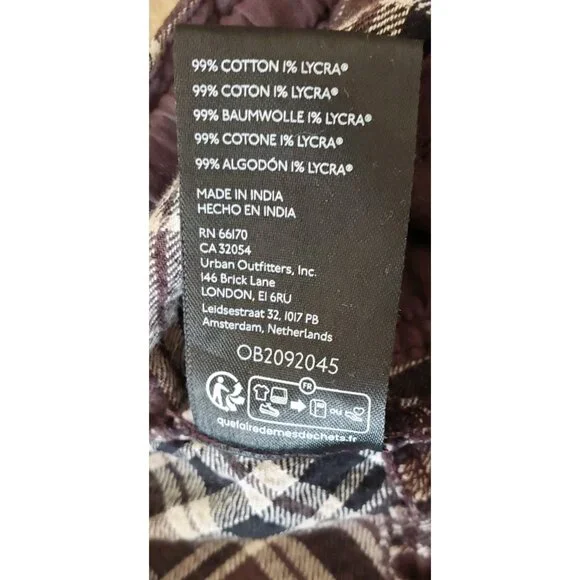 NEW FREE PEOPLE HUDSON CANYON CHARCOAL COMBO SLOUCHY PLAID COTTON PANTS MEDIUM - Picture 12 of 12